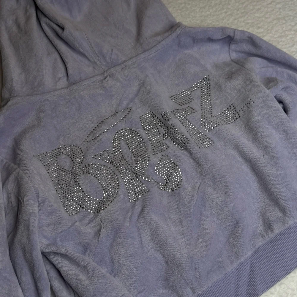 Dolls Kill X BRATZ Lavender Velour Cropped Full Zip Sweater S Y2K Streetwear EUC